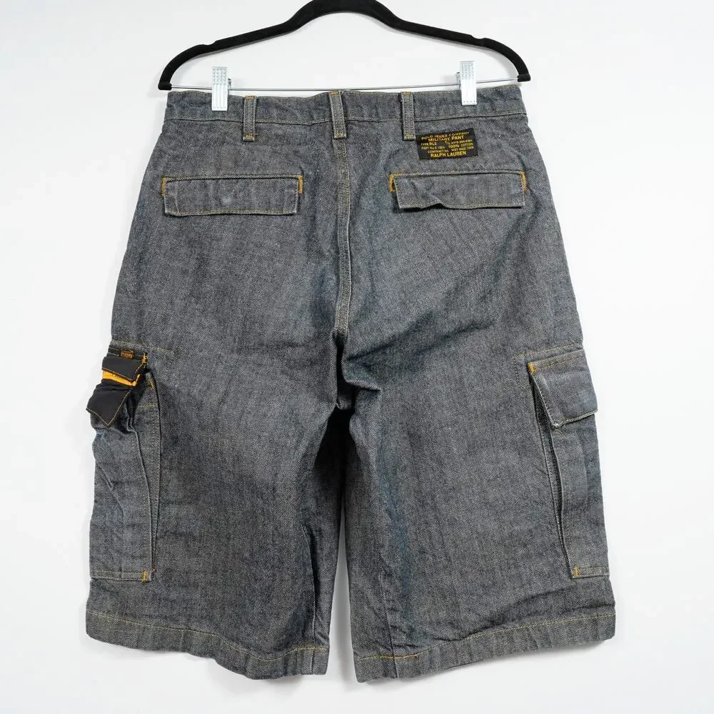 Vintage Polo Jeans Co Military Denim Shorts Buggy Fit 32